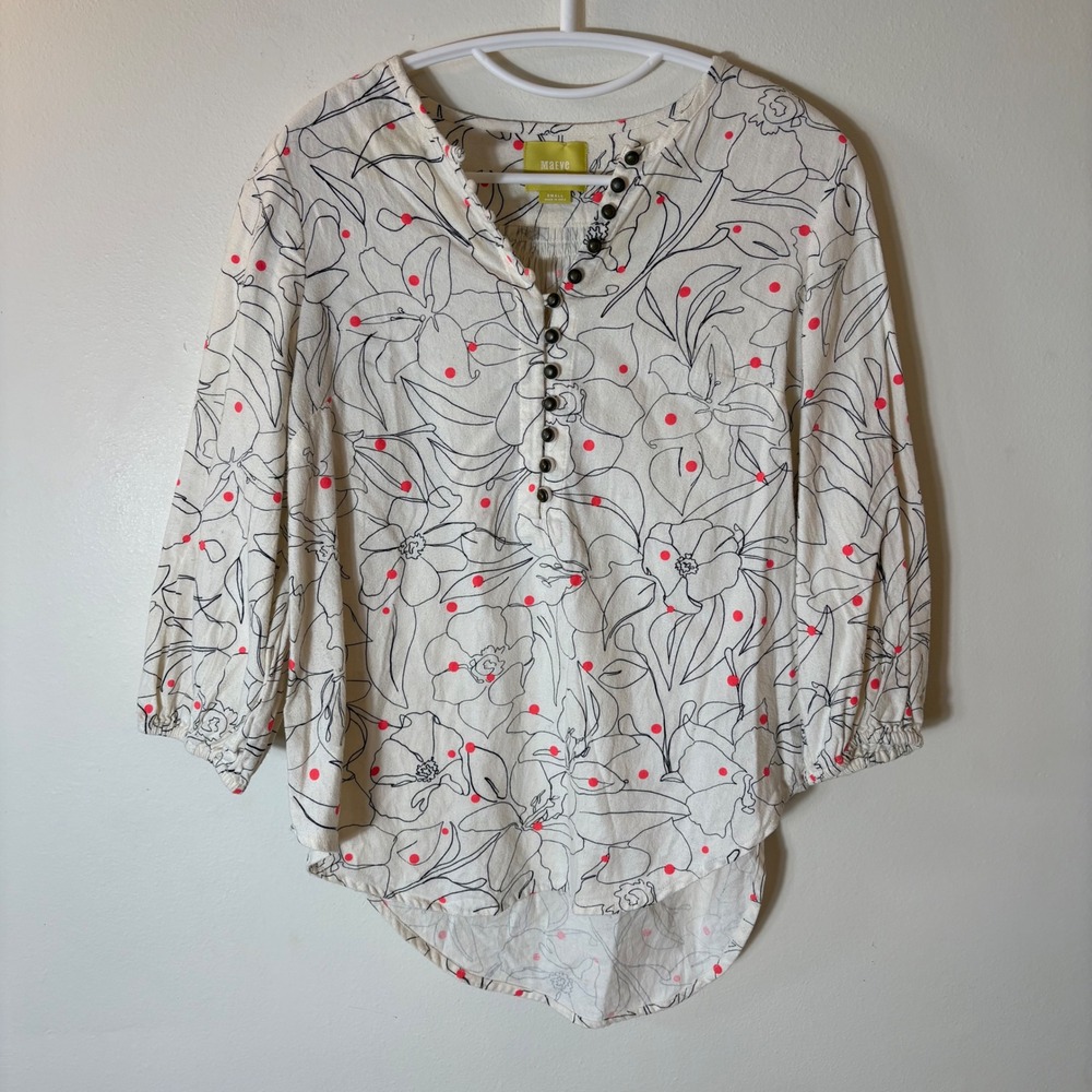 Maeve Anthropologie Bethesda Floral Flannel Top Size Small